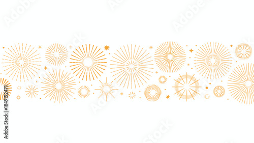 Golden Fireworks Celebration Background with Sparkling Stars