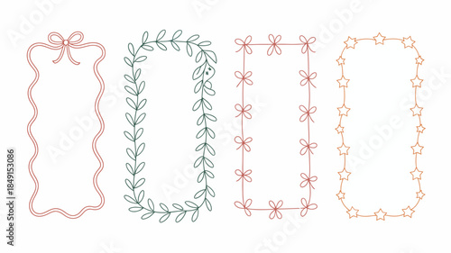 Decorative Frame Borders with Floral and Star Embellishments