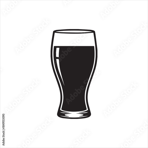  Silhouette Beer glass filled dark drink isolated vector illustrator