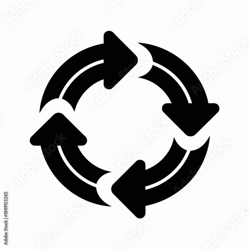 Circular arrows forming a cycle of continuous improvement and exchange