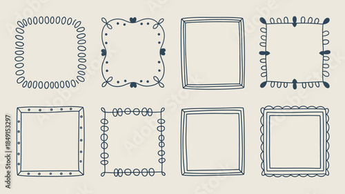 Eight Hand-Drawn Frame Borders for Creative Designs