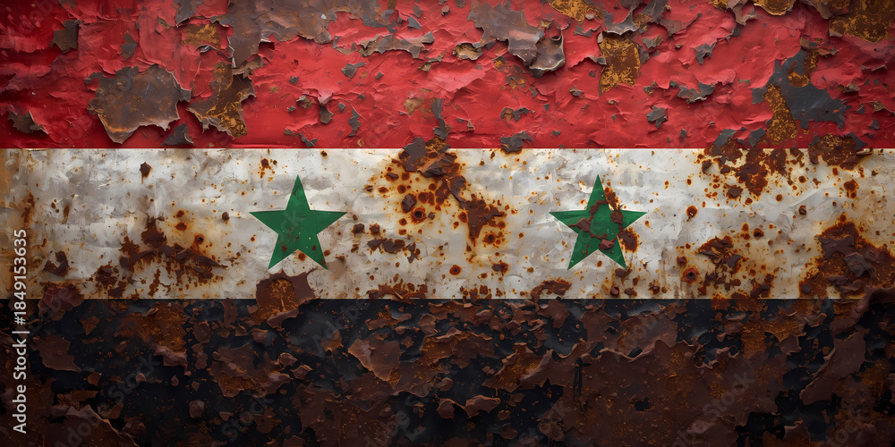 Fototapeta premium Rusted syrian flag illustration