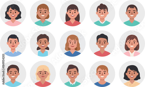 set of women face portraits vector illustrations