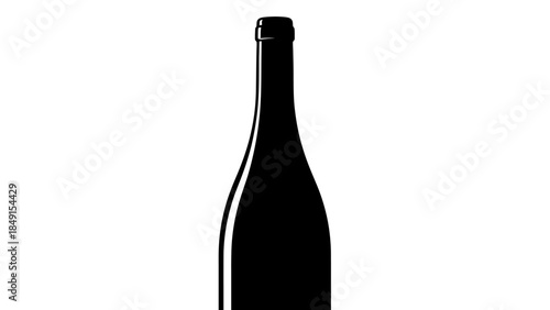 Minimalist silhouette of a wine bottle with elegant curves and sleek design for bar and beverage