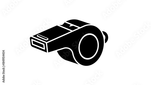 Minimalist Black and White Icon of a Classic Whistle for Sports and Safety Signage