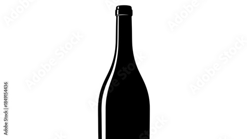 Silhouette of a classic wine bottle minimalist black and white design