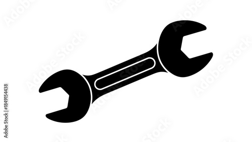 Minimalist Illustration of a Wrench Symbolizing Repair and Mechanical Tools
