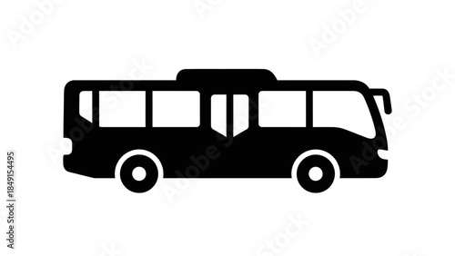 Minimalist Black and White Bus Icon Representing Urban Transportation Vehicle