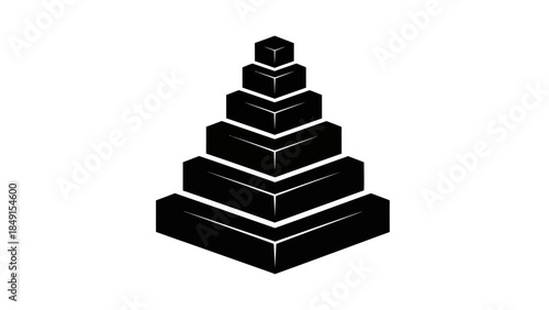 Minimalist Black and White Geometric Pyramid Illustration with Symmetrical Design