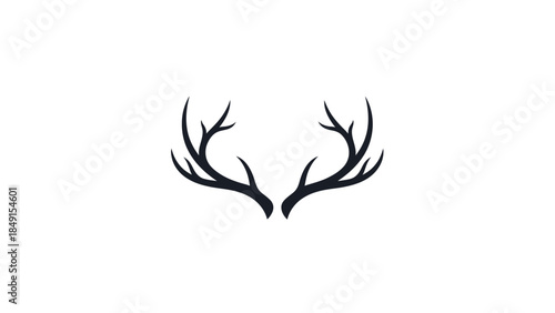Minimalist Black Horned Antlers Illustration Emphasizing Simplicity and Elegance for Creative
