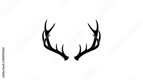 Silhouette of Elegant Deer Antlers in Simplified Black Line Art with Minimalist Style