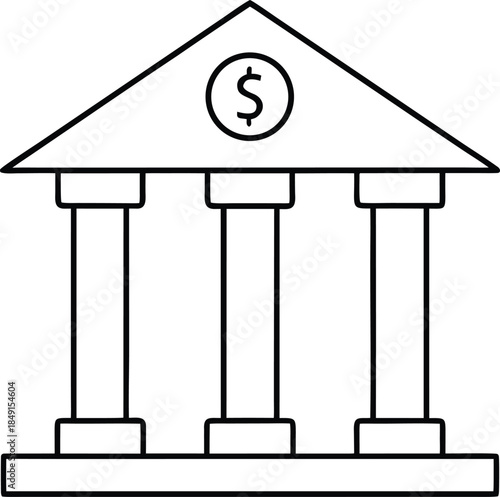 Minimal Outline Bank Building Finance Icon Transparent Background