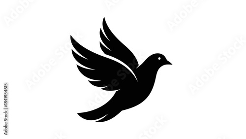 Minimalist silhouette of a bird in flight with elegant wing structure and streamlined body