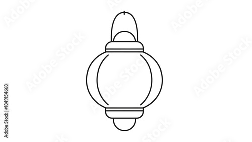 Minimalist Black and White Line Art of a Traditional Lantern for Decorative or Cultural Use