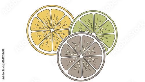 Colorful Citrus Fruit Slices Illustrating Variety in Lime Lemon and Lime