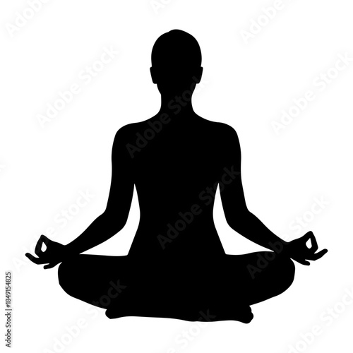 Silhouette of Person Practicing Lotus Meditation Pose.