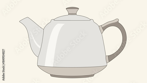 Minimalist Illustration of a Classic Kitchen Teapot with Simplified Design and Neutral Color