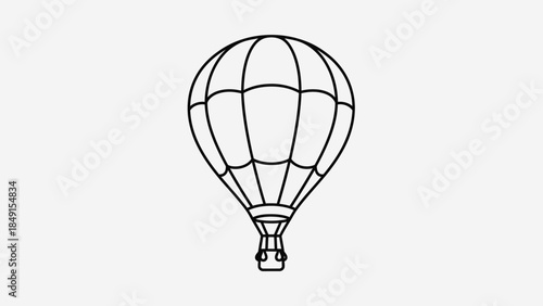 Minimalist Line Drawing of a Hot Air Balloon with Open Framework Design