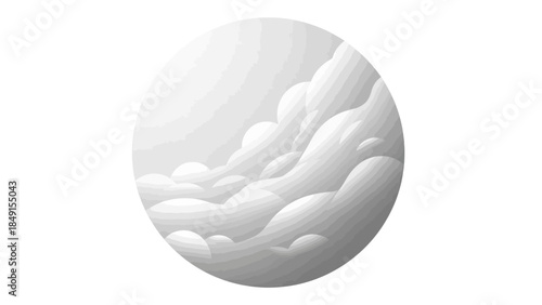 Minimalist monochrome abstract circular cloud formation with smooth contours