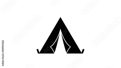 Minimalist Black and White Tent Illustration Emphasizing Simplicity and Design