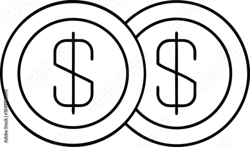 Minimal Outline Dollar Coin Currency Icon Transparent Background