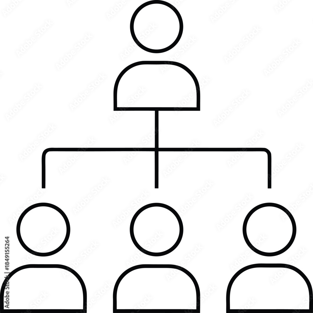 Fototapeta premium Minimal Outline Team Hierarchy Structure Icon Transparent Background