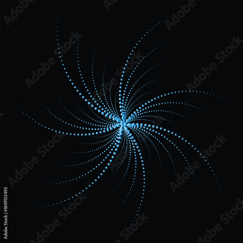 Glowing blue particle burst on dark background with radial lines