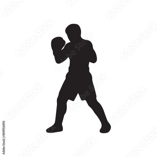 Boxer Pose silhouette icon vector flat design