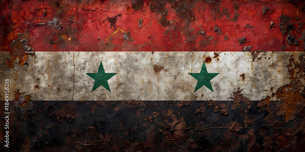 Fototapeta premium Weathered syrian flag illustration