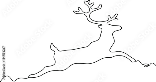 Vector illustration of deer continuous one line drawing