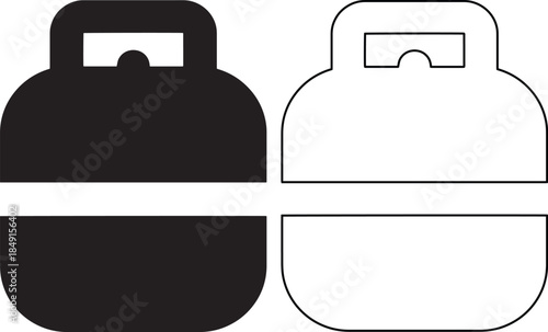 Flat vector set of camping gas cylinder icons in solid black and outline styles for energy design.