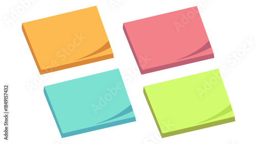 Vibrant Assorted Colorful Stacks of Sticky Notes Vector Illustration for Office Stationery, Brainstorming, Reminders, Efficient Workspace Organization