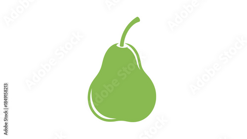 Minimalist Green Pear Illustration with Smooth Curves and Simple Design for Modern Food Art