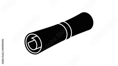 Minimalistic Illustration of a Compact Black and White Push-to-Open Door Latch for Modern Interior