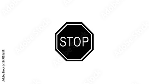 Minimalist Stop Sign Icon Representation with Clear Safety Message for Traffic Control