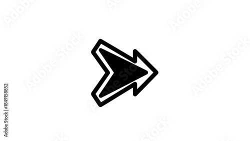 Minimalistic Black Arrow Icon Pointing Right Encapsulated in a Simple Existence Design
