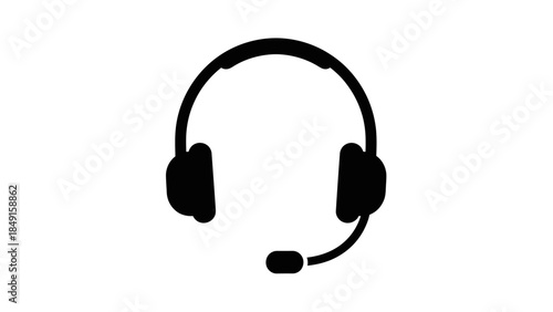 Minimalist silhouette of a headset with microphone representing customer service support