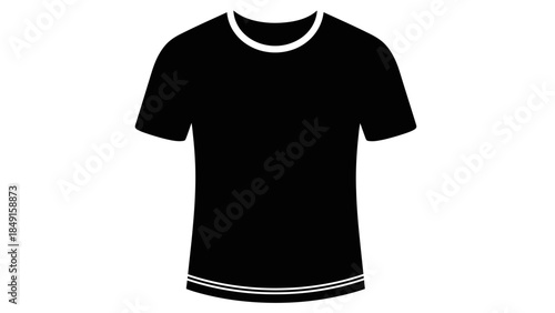 Minimalist black t-shirt with white trim design suitable for casual wear and fashion statements
