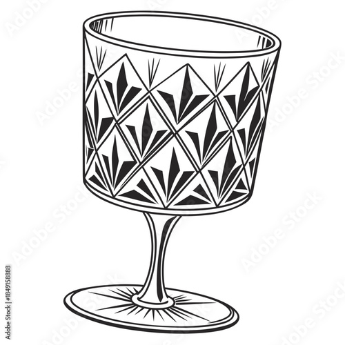 Intricate patterned wine glass
