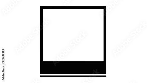 Minimalist black and white polaroid frame with bold bottom border for photo display or design