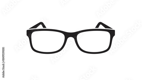 Minimalist monochrome illustration of stylish rectangular eyeglasses on a plain white background