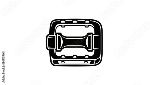 simplified black and white icon of a vehicle roof rack with crossbars and mounting points