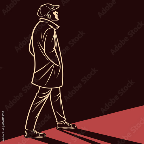 Man walking alone at night