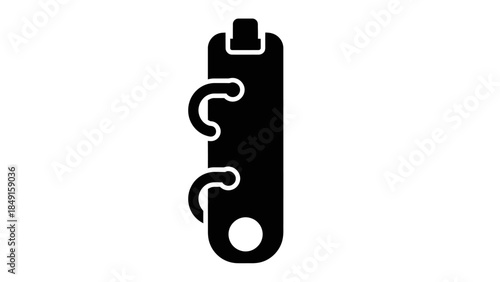 Minimalist black silhouette of a retractable utility knife on a plain white background