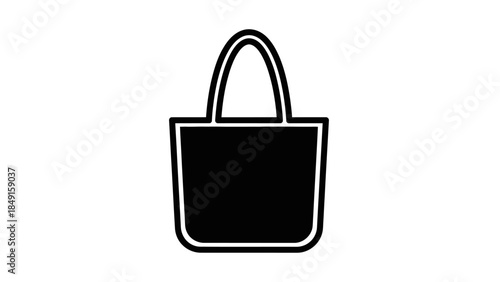 Minimalist Black and White Shopping Bag Icon Design for Storefront Graphics
