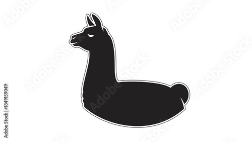 Minimalistic and Modern Black Silhouette of a Llama or Alpaca Illustration for Design Projects