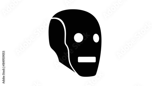 Minimalist Black and White Abstract Skull Icon Design for Art and Illustration