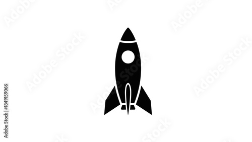 Minimalistic Black Rocket Icon Illustration for Space Exploration Concept