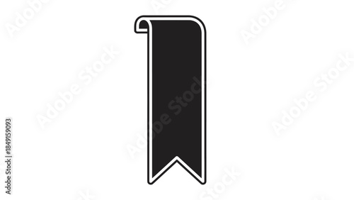 Minimalist Black and White Bookmark Icon Illustration for Reading and Literature Themes