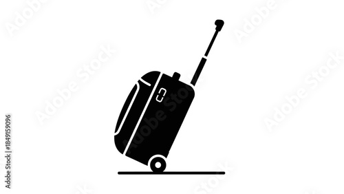 Minimalist Illustration of a Rolling Suitcase with Extension Handle on White Background